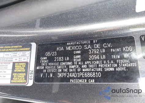 2023 Kia Forte Lxs from USA, damaged, VIN 3KPF24AD1PE686810